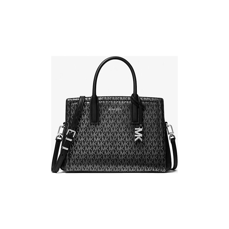 Laila Medium Metallic Signature Logo Satchel