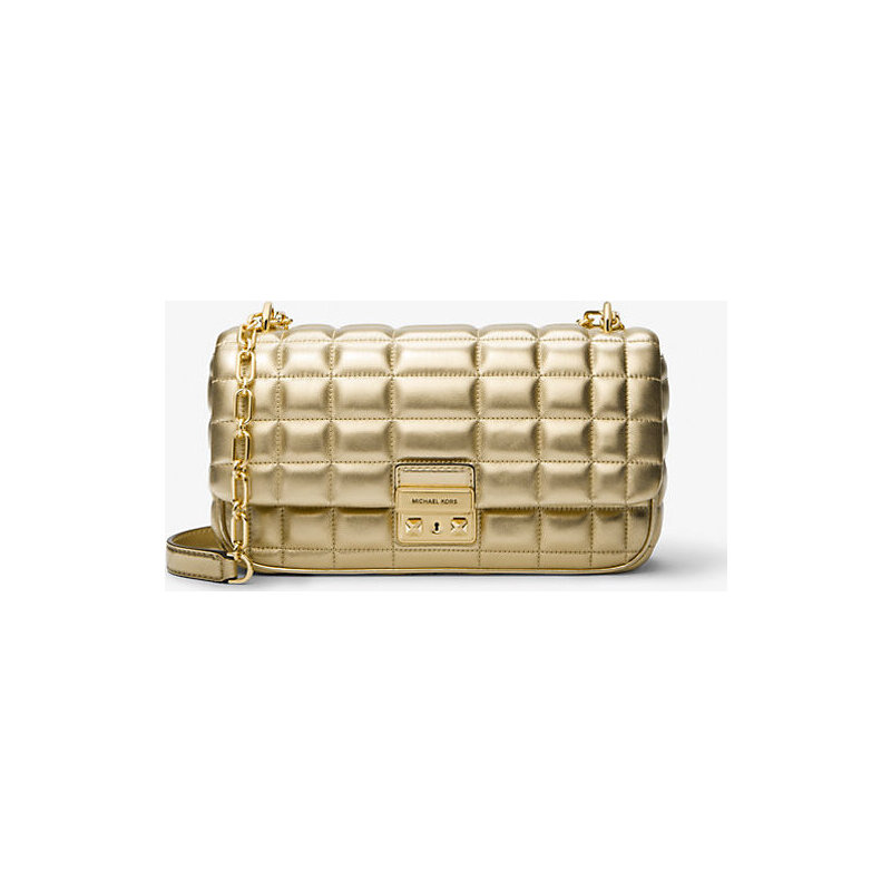 Tribeca Large Metallic Quilted Leather Shoulder Bag