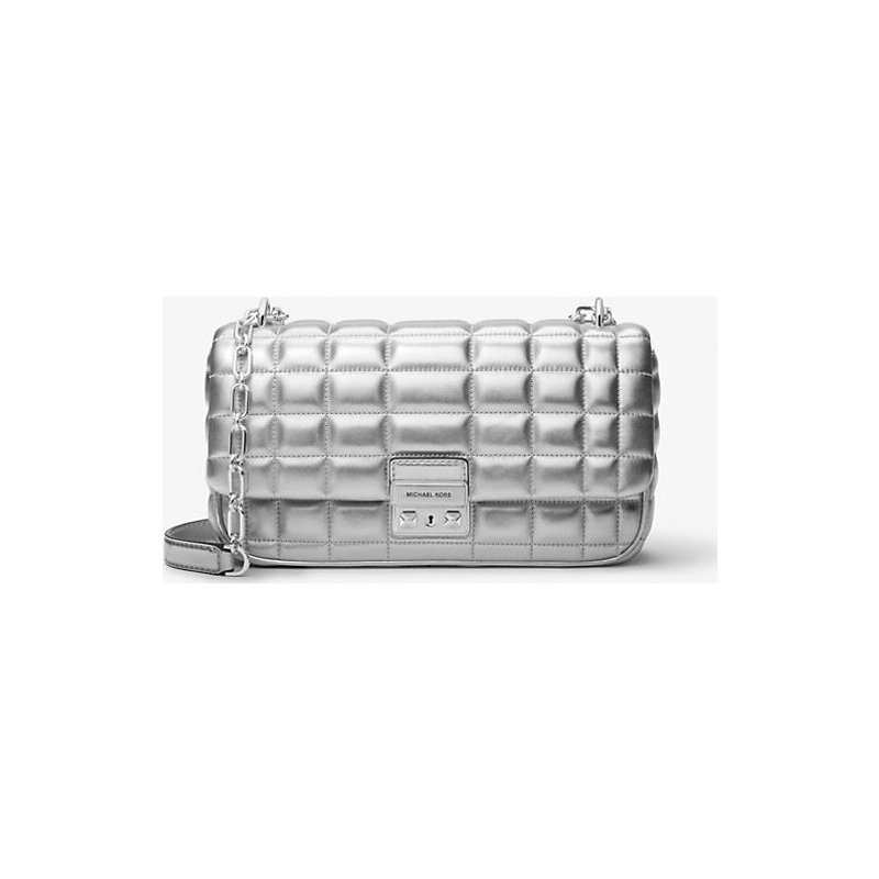 Tribeca Large Metallic Quilted Leather Shoulder Bag