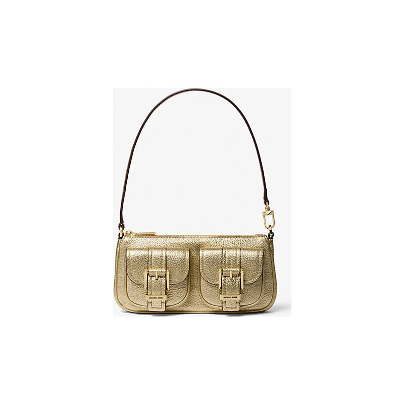 Zoe Small Metallic Pebbled Leather Convertible Pochette