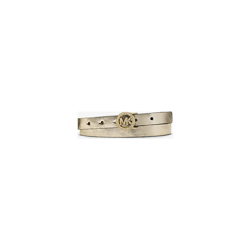 Metallic Leather Pavé Logo Belt