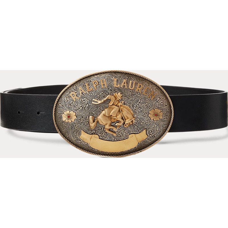 Rodeo-Buckle Vachetta Leather Wide Belt