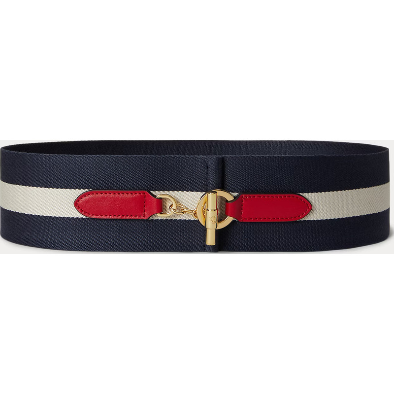 Striped Webbed Toggle Wide Belt