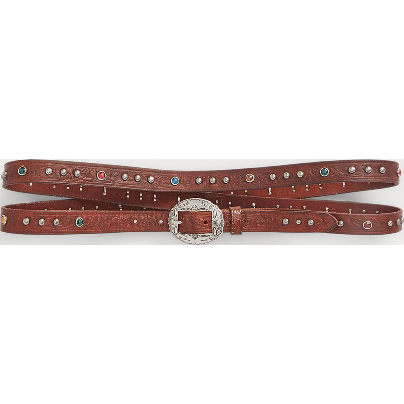 Tooled Leather Double-Wrap Belt