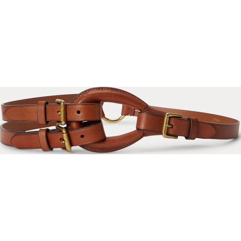 Triple-Buckle Equestrian Leather Belt
